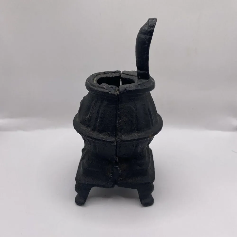 Vintage Cast Iron Pot Belly Wood Stove Miniature Salesman Sample Toy 5